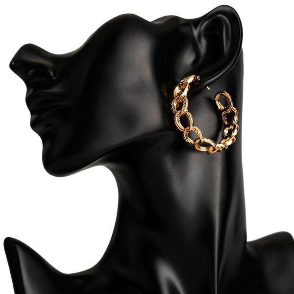 

exaggerated link chain earrings for women creative hollow metal earring jewelry wholesale brinco, Golden;silver