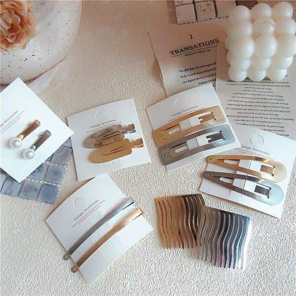 

ins wind net red geometric metal pearl hairpin duckbill clip word clip side hair insert bb hair accessories female