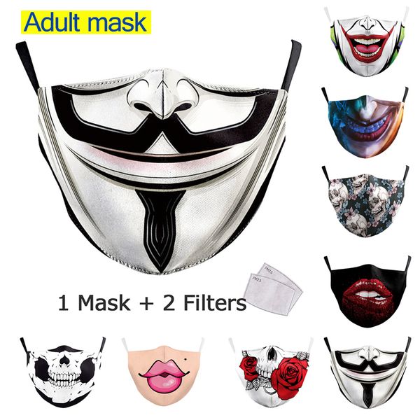 

new3d big mouth cotton printed face fabric la casa de papel skull reusable washable masks proof mask cloth