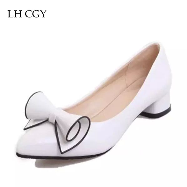 

2020 spring womens low heel leather pointed toe shoes woman high red bow slip on dress shoes zapatos mujer ladies boat shoes #6s67, Black