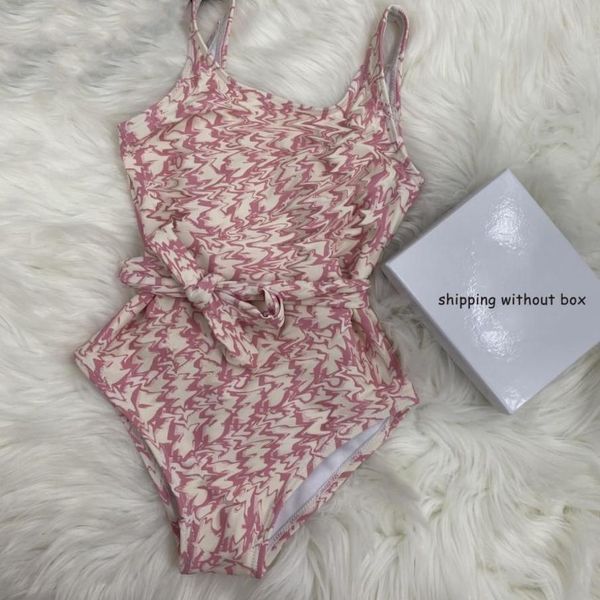 

kids girls one-pieces child cute bikini sleeveless tie swimsuit split fashion letter printed beach chidren swimwear summer 2021, White;black