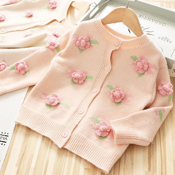 

children's t-shirt girls' three dimensional flower cardigan in spring 2021, Blue