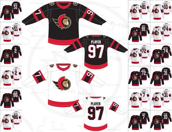 

custom thomas chabot 2020-21 ottawa senators brady tkachuk bobby ryan nikita zaitsev chris tierney mark borowiecki craig anderson jersey, Black;red
