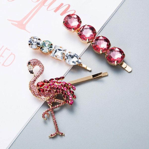 

1pcs red crystal metal hairpins hair clips for women flamingo rhinestones girls hair accessories party wedding hair jewelery