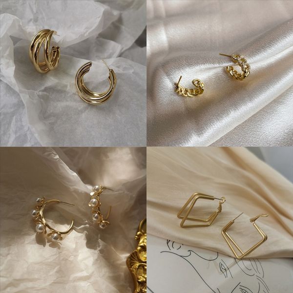 

fca fashion boutique round cakes stud earrings jewery earrings earring manual stud circle drawing display personality of female high, Golden