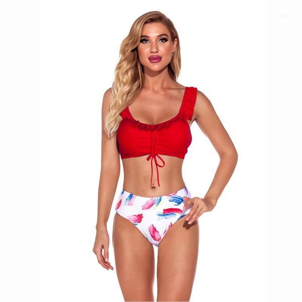 

40# summer bandage string bikini swimsuit female high waist butterfly two-piece bikini concise swimsuit traje de baño1, White;black