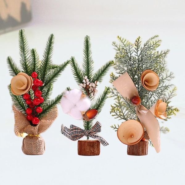 

3pcs mini christmas tree desk decoration red fruit tree adornment artificial christmas for home party showcase (mixed patte1