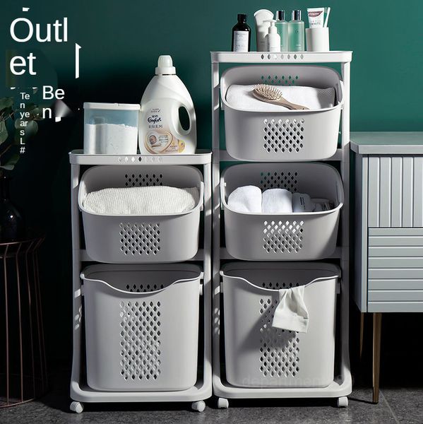 

dirty toilet dirty storage basket large capacity household bathroom plastic dirty clothes with push wheel