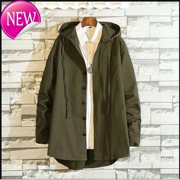 

spring autumn casual mens long jacket trench coats men fashion hooded solid windbreaker long trench jackets men big size 4xl 5xl, Black