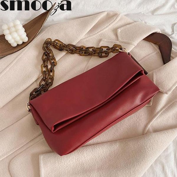 

cross body smooza women shoulder messenger portable fold bags casual solid color handbags female fashion exquisite chain
