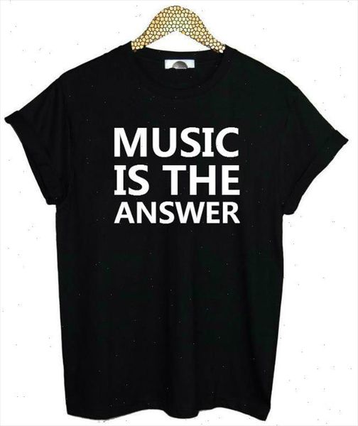 

new women tshirt music is the answer letters print cotton casual funny shirt for lady white black tee hipster zt203 74