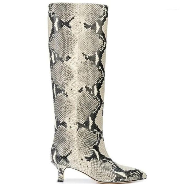 

[deat] 2021 pointed flower color snake print pu leather single shoes women cool boots new spring summer fashion tide sg9901, Black