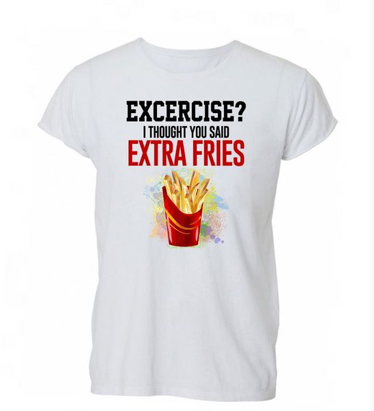 

summer fashion t shirt exercise i thought you said extra fries funny bbq t shirt tshirt womens sport hooded sweatshirt hoodie