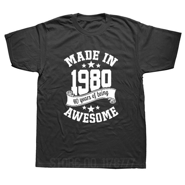 

made in 1980 awesome 40th funny birthday short sleeves hip hop printed plus size tees streetwear sport hooded sweatshirt hoodie t shirt