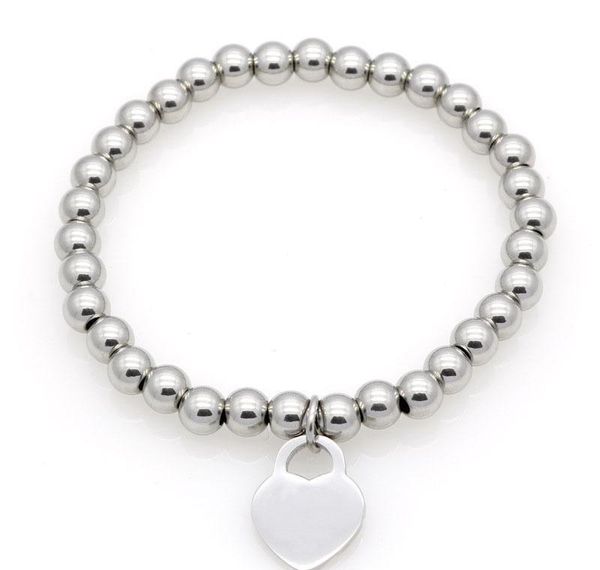 

stainless steel jewelry fashion peach heart bracelet beaded chain female titanium rose gold silver cuff bracelet for sqcwgy homes2007, Black