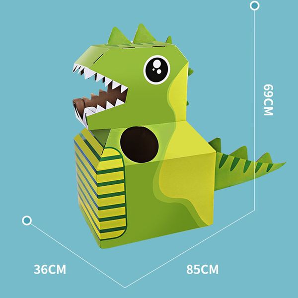 

2020 children's dinosaur carton toys can wear cardboard box diy handmade kindergarten performance costumes paper dinosaur toys