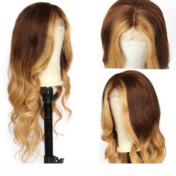 

ombre wigs 1b 27# wavy lace front wigs human hair lace front wigs for black women, Black;brown