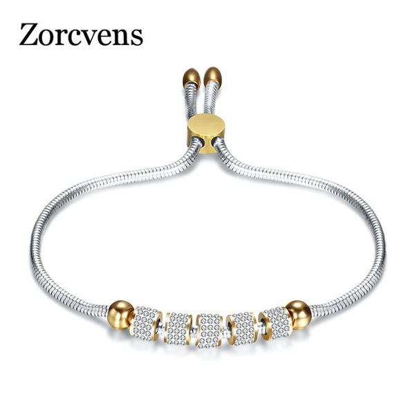 

zorcvens luxury crystal charm stainless steel bracelets&bangles gold bracelets for women jewellery pulseira feminina bracelet, Black