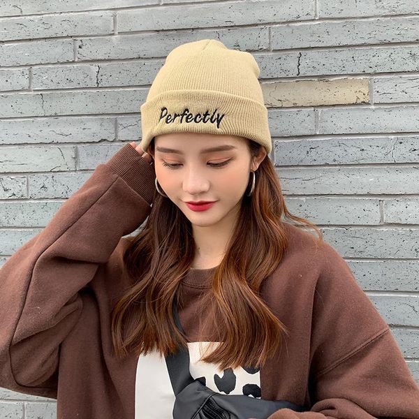 

beanies cap letter embroidery warm winter hat knitted cap hip hop men women lovers street dance bonnet skullies black, Blue;gray