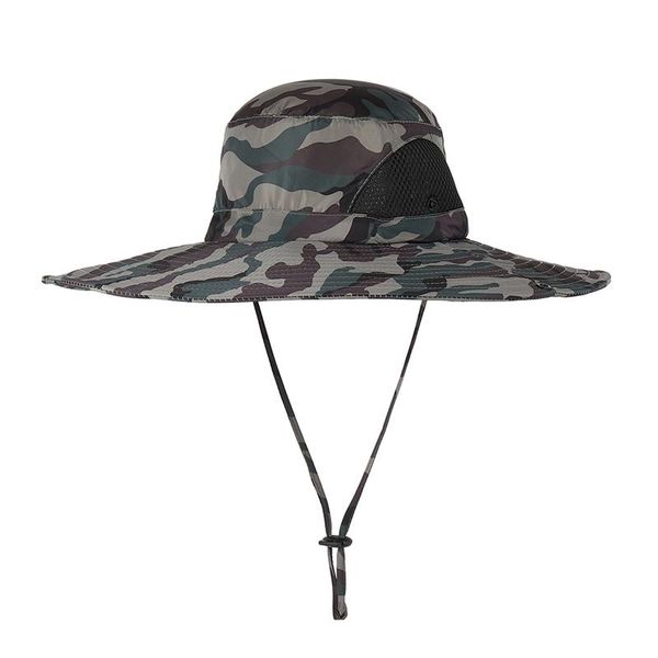 

summer hiking sombrero wide brim caps outdoor bucket hats men fishing ha lightweight quick drying sun protection male cap kg-2, Black;white
