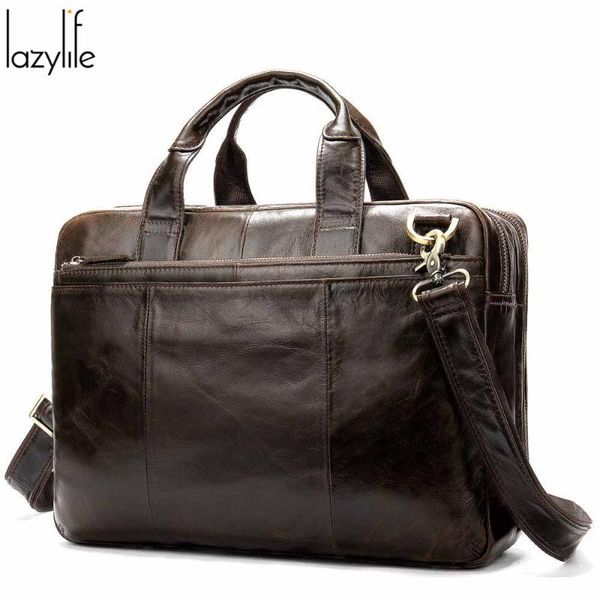 

lazylife briefcase messenger bag men's genuine leather lapbag men's