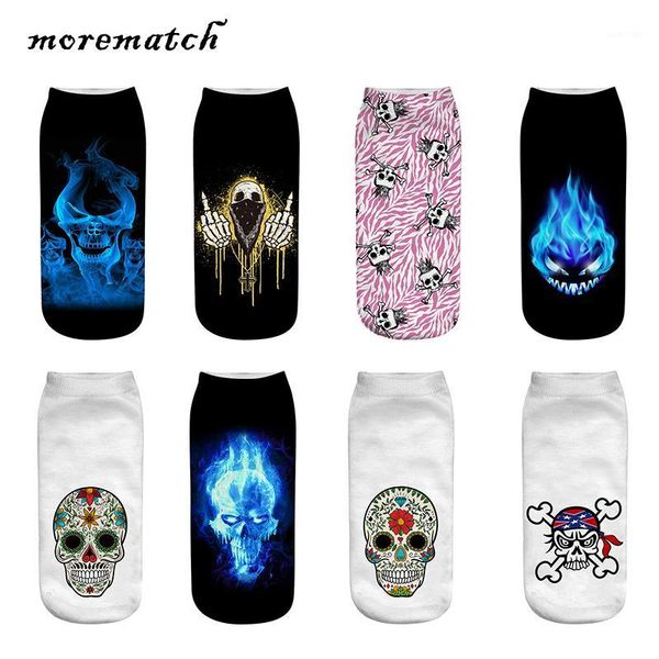 

morematch 1 pair men ankle sock personality skull pattern cotton socks cartoon 3d printing socks 8 style optional1, Black