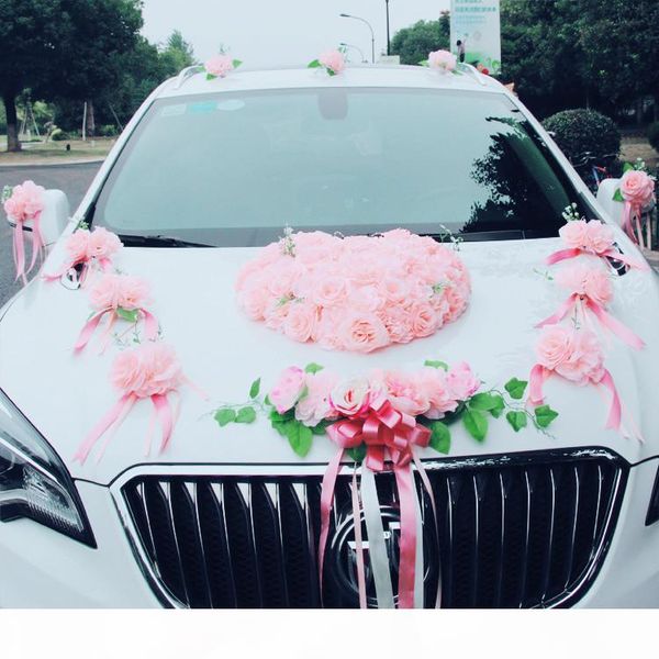 

flowers wedding decoration garland car fake wedding rose silk bear with flowers party decorative 2020 wreath artificial ppqrs