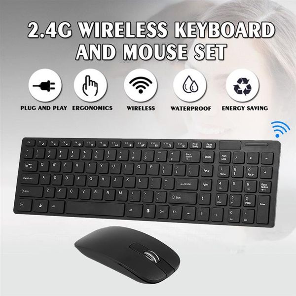 

keyboard and mouse combo computer ergonomic 2.4g wireless keyboard with pc gamer mouse plug and play abs for pc laptop