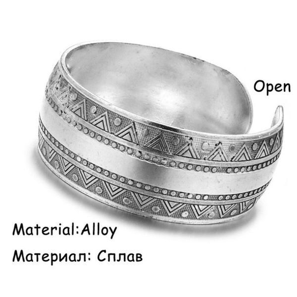 

bangle 8 style retro adjustable elephant tibetan carved open wide bracel vintage silver color bohemian, Black
