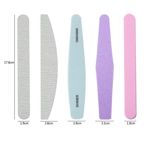 

5 pcs/lot half moon sandpaper nail file 100/180 double side sanding buffer block nailfile gel nail files grinding polish qylyea
