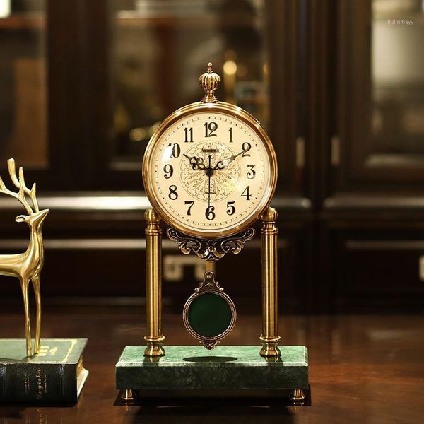 

retro table clocks vintage silent clock on the table for living room decorative clock metal classical pendulum desk clocks1