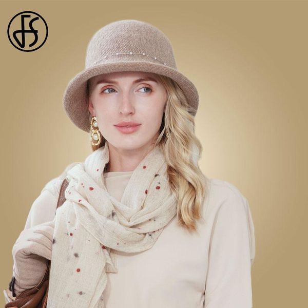 

stingy brim hats fs autumn winter bowler for women wool felt fedoras hat pearl lady floppy cloche wide chapeau feutre femme 2021, Blue;gray