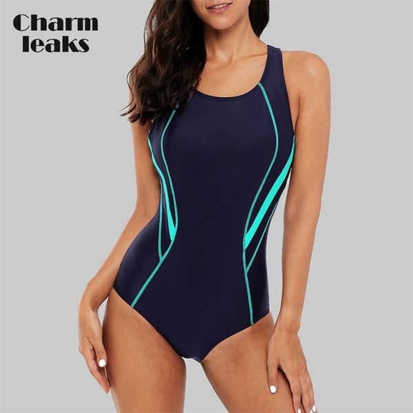 

charmleaks women one piece sports swimwear sports swimsuit backless beachwear bathing suit training bikini monokini y200319, White;black