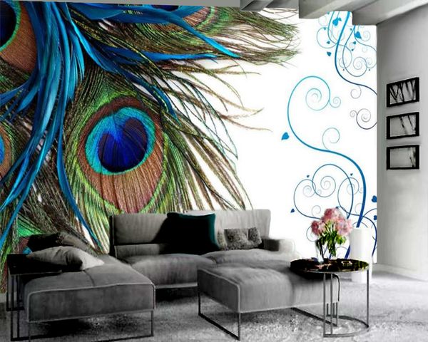

3d home wallpaper beautiful peacock feather 3d wallpaper home decor living room bedroom wallcovering hd wallpaper paper