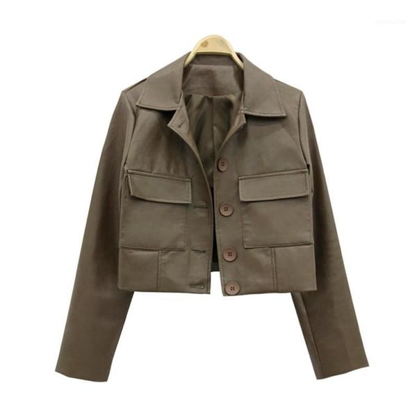 

2020 spring autumn short leather jacket women pu leather faux coat black motorcycle jacket female chaqueta mujer1