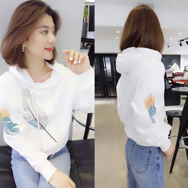 

middle aged large size women's loose autumn winter 2020 new korean fashion temperament long sleeve thin hoodie hoodie fashion trend, Black