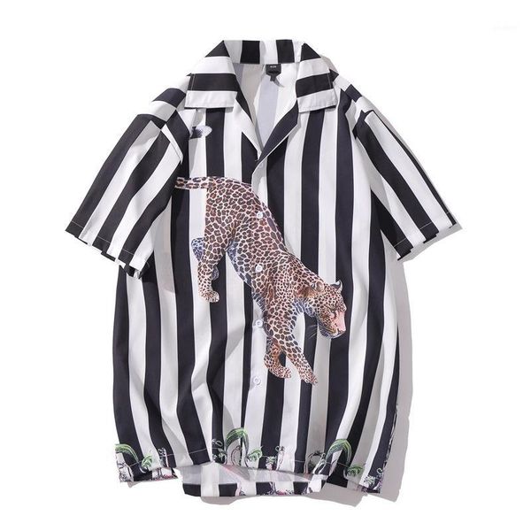 

stripe tiger women blouse korean short sleeve feminina streetwear shirts loose button white clothes kawaii girl summer 1