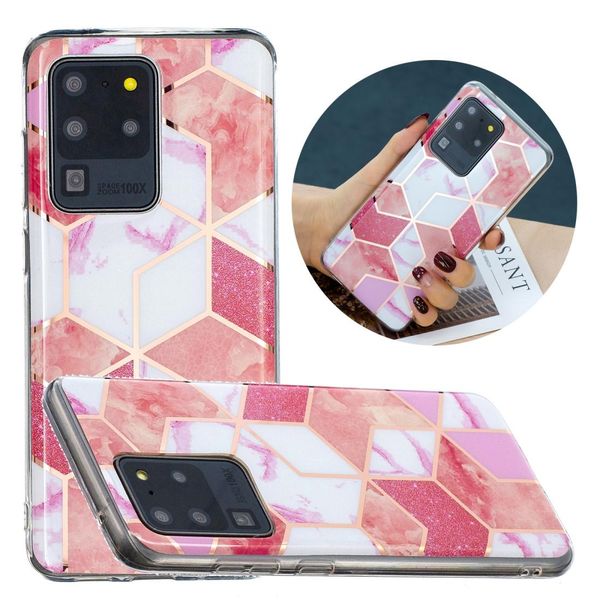 

for samsung galaxy s20 ultra flat plating splicing gilding protective case