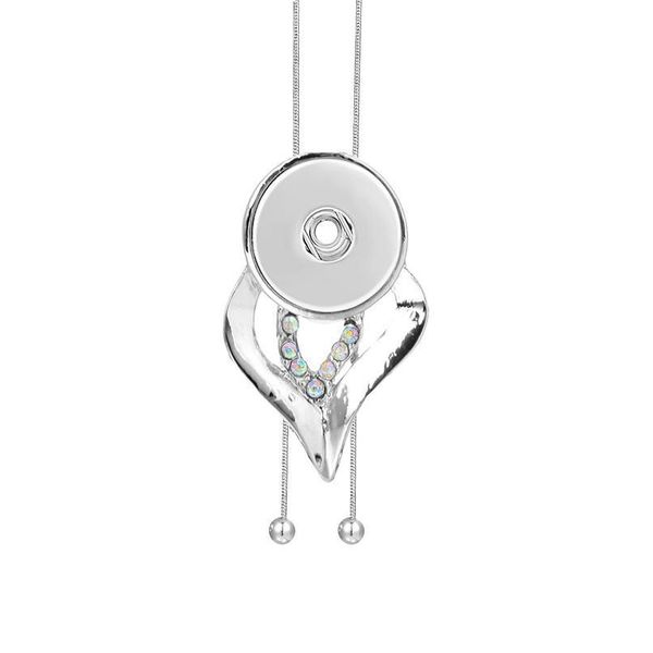 

fashion snap jewelry tassel sweater chain snake chain necklaces 18mm snap button necklace for women girls diy acc bbyjst, Silver