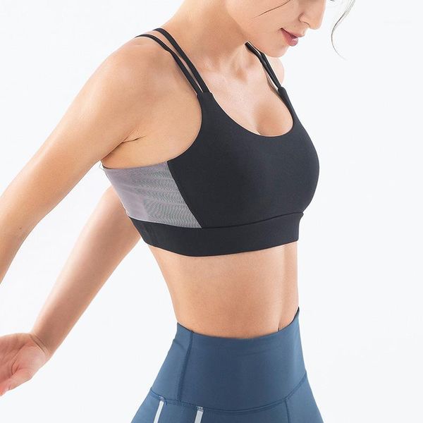 

gym clothing women running girl strappy sports bra crisscross back medium support yoga bra1, White;black