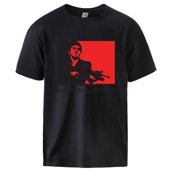 

say hello to my lil friend print tshirt male summer swear fashion cool short sleeve tee casual hooded sweatshirt hoodie men t shirt