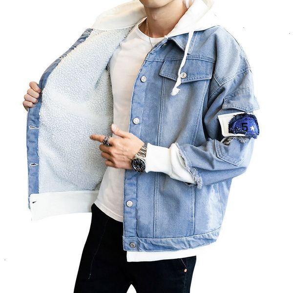

hoodie fur jean jacket denim men