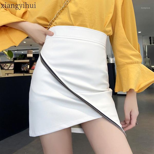 

fashion 2020 irregular women skirt solid club black white pu leather party skirts mini short asymmetrrical skirts plus size xxl1