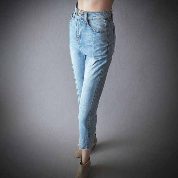 

spring 2019 summer street trendy straight pants high waist women's jeans8uy, Blue