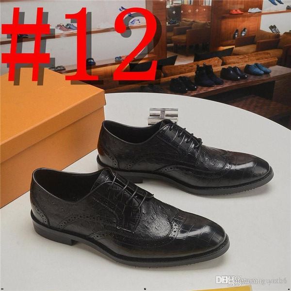 

mi luxury brands men's oxfords men leather dress shoes formal wedding party shoes for men retro brogue business shoes 33, Black
