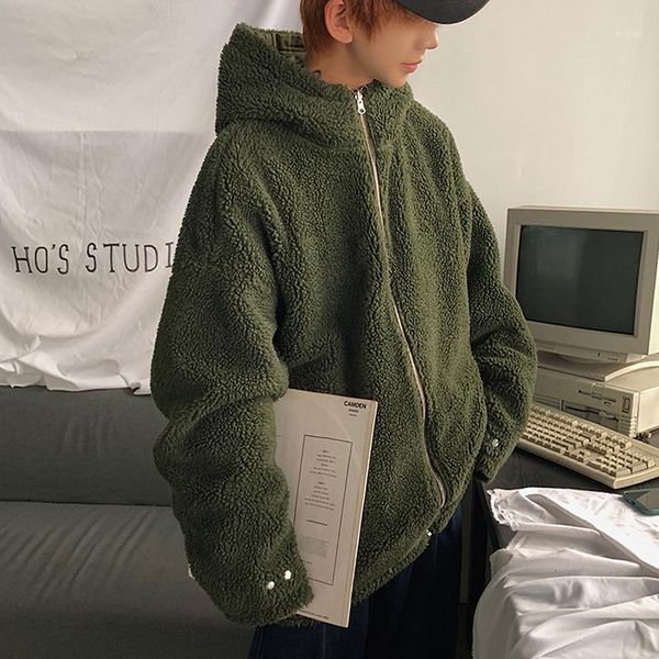 

men's down & parkas winter thick double-faced jacket men's warm fashion parka men solid color casual hooded coat man wild loose co, Black