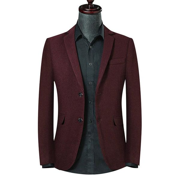 

men business wine red woolen dress suit jacket vintage male casual long sleeve oversized formal wool suits slim fit boys blazers, White;black