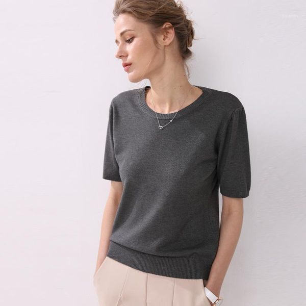 

2020 spring and autumn women's large solid wool cashmere sweater short sleeve round-neck sweaters knit sweater computer oversize1, White;black