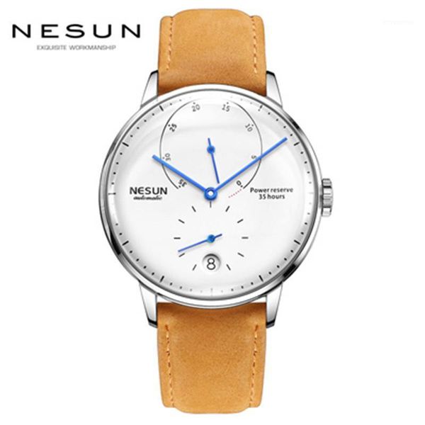 

nesun watch men's new sapphire date business sports watch fashion casual automatic mechanical waterproof relogio masculino1, Slivery;brown