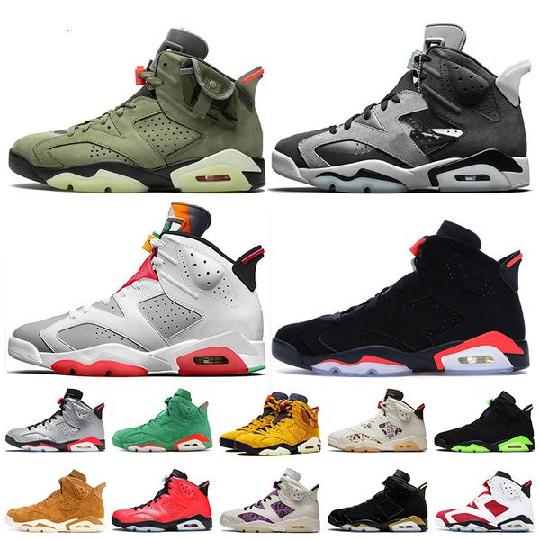 

wholesale new jumpman travis 6 6s mens outdoor shoes air hare tech chrome black infrared satin\r mens trainers sneakers